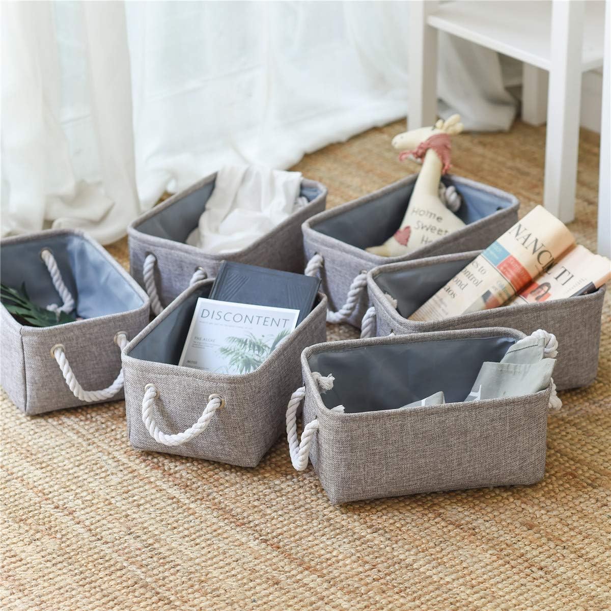 TheWarmHome Storage Bins for Shelves - Grey Small Baskets
