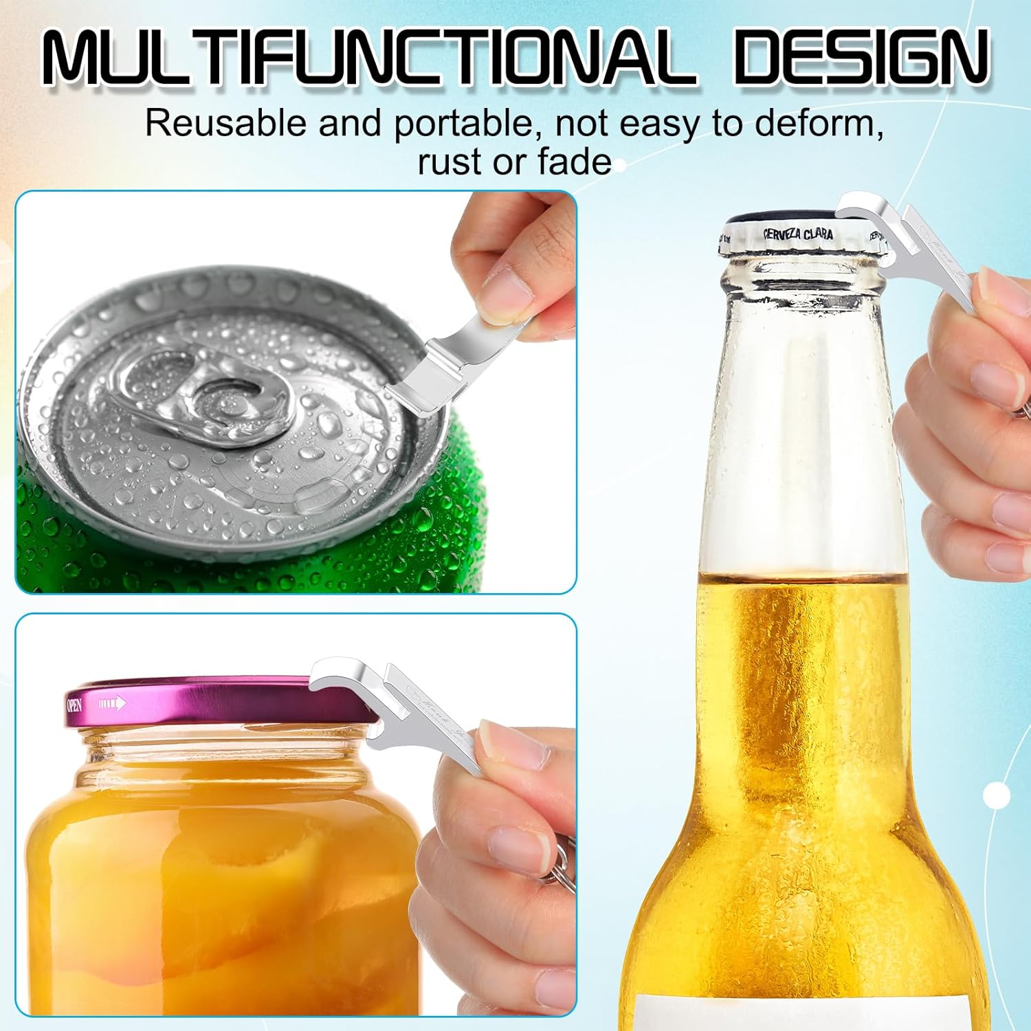 Dandat 100 Pcs Silver Bottle Opener Keychain Wedding Favors