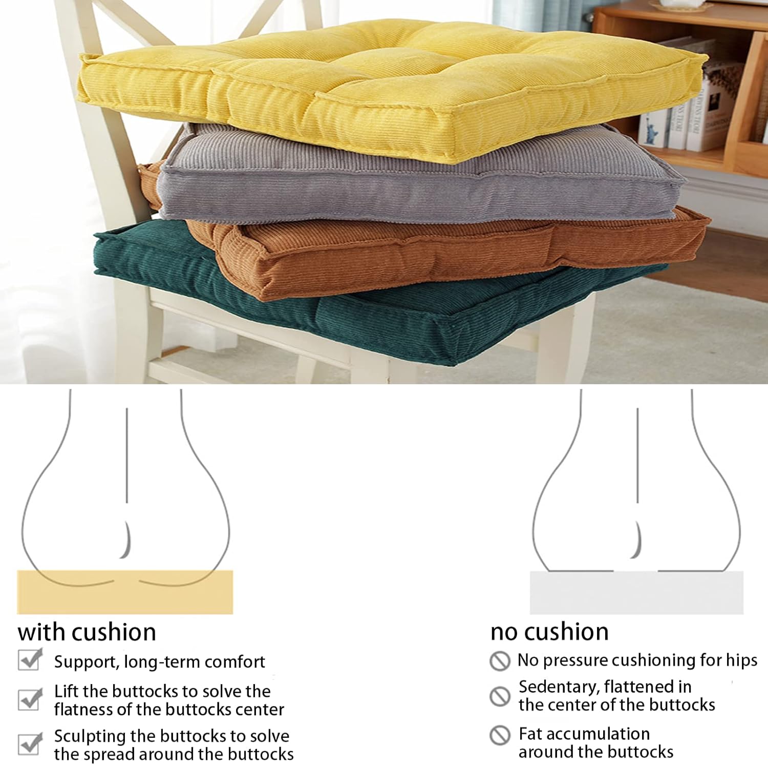 Breathable Chair Cushion with Handle and Non-Slip Design
