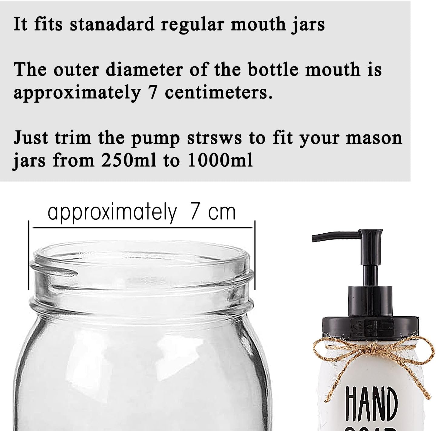 Regular Mouth Mason Jar Soap Dispenser Pumps and Lids 4 Pack