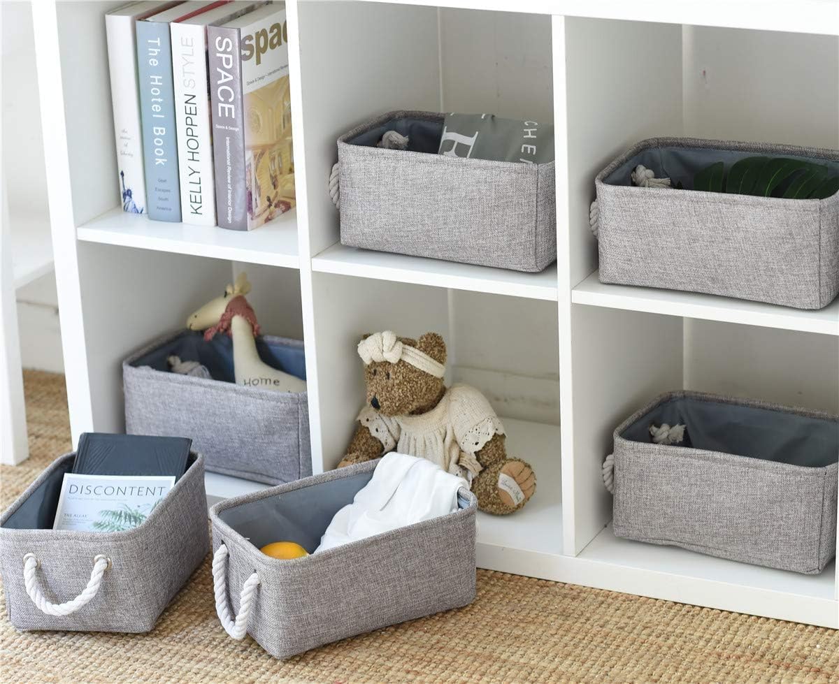 TheWarmHome Storage Bins for Shelves - Grey Small Baskets