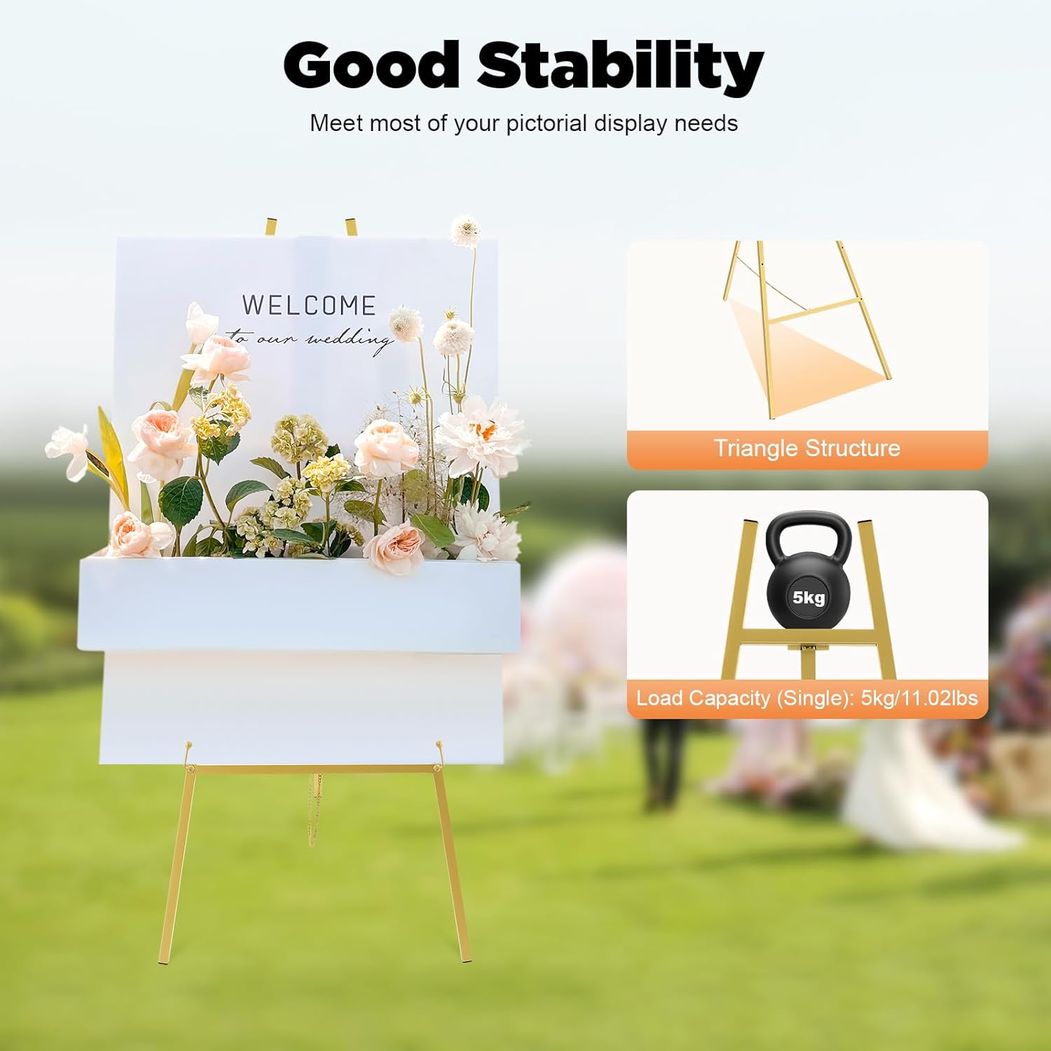 2PCS 465 Inch Tall Metal Easel Stand for Weddings and Displays
