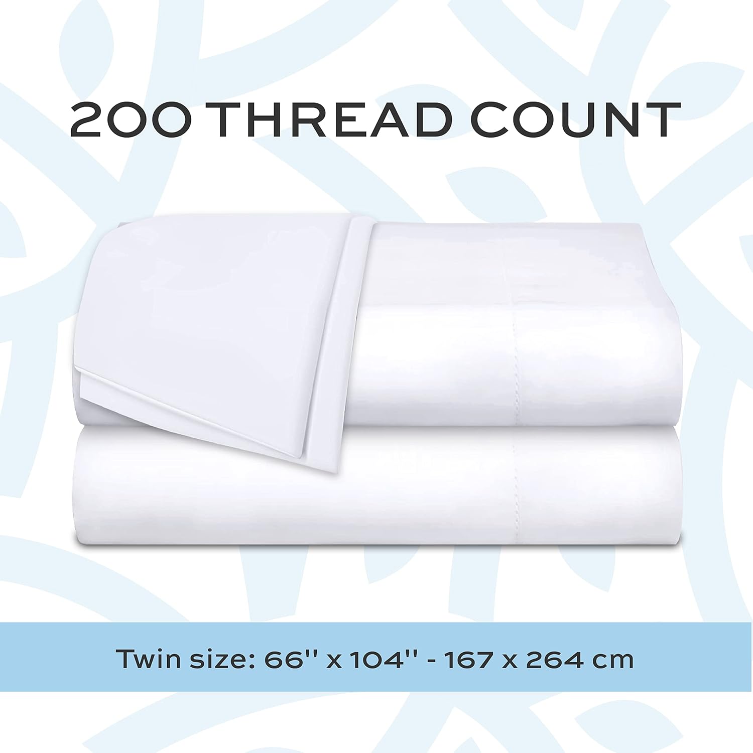 White Classic Twin Flat Sheets 3 Pack 66x104 Inches 200 Thread Count