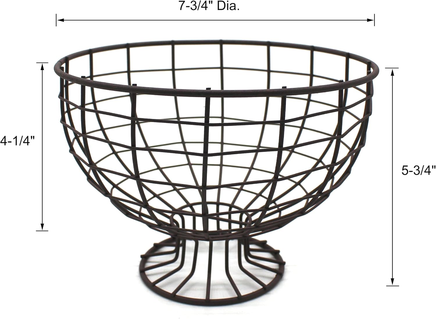 Rusty Metal Wire Round Egg Basket with Pedestal