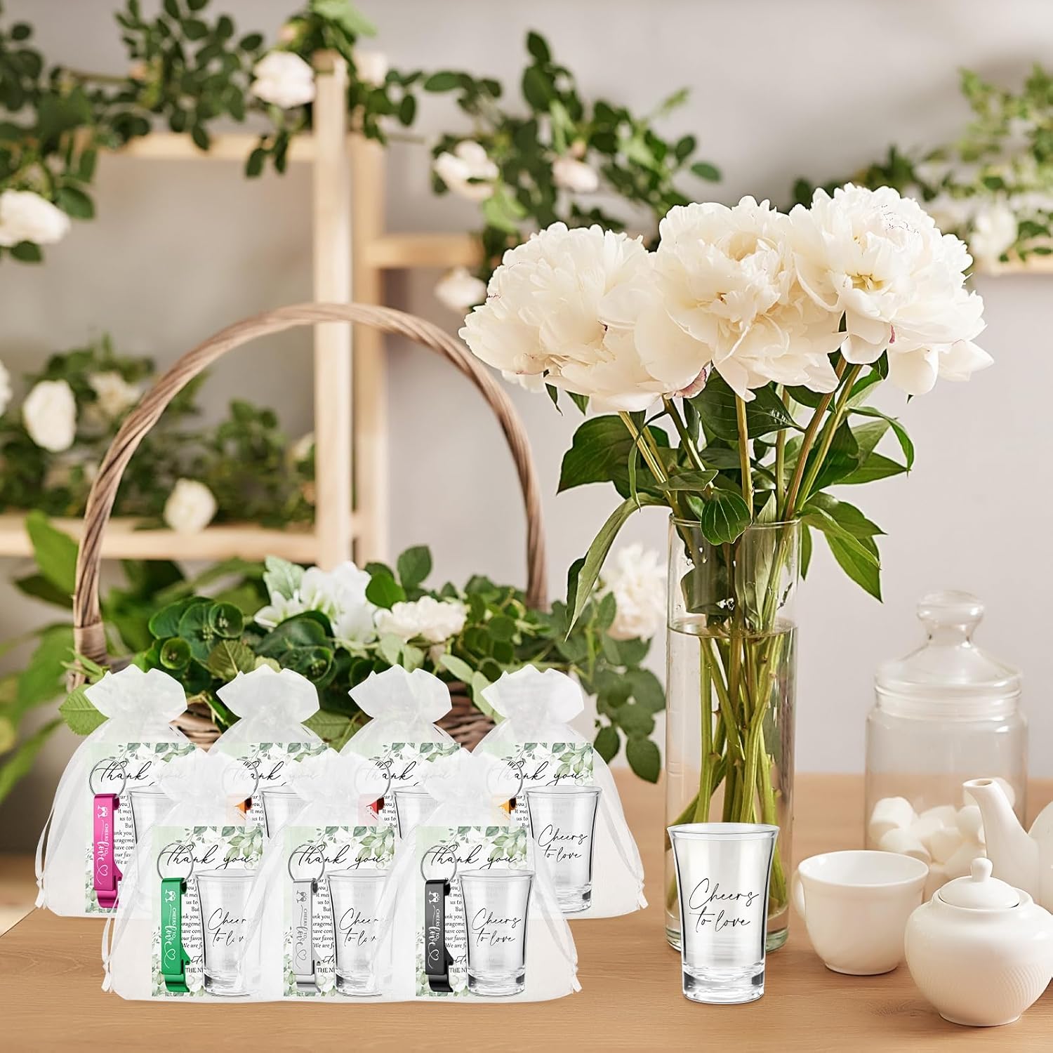 200 Pcs Wedding Favors Set with Shot Glasses and Bottle Openers