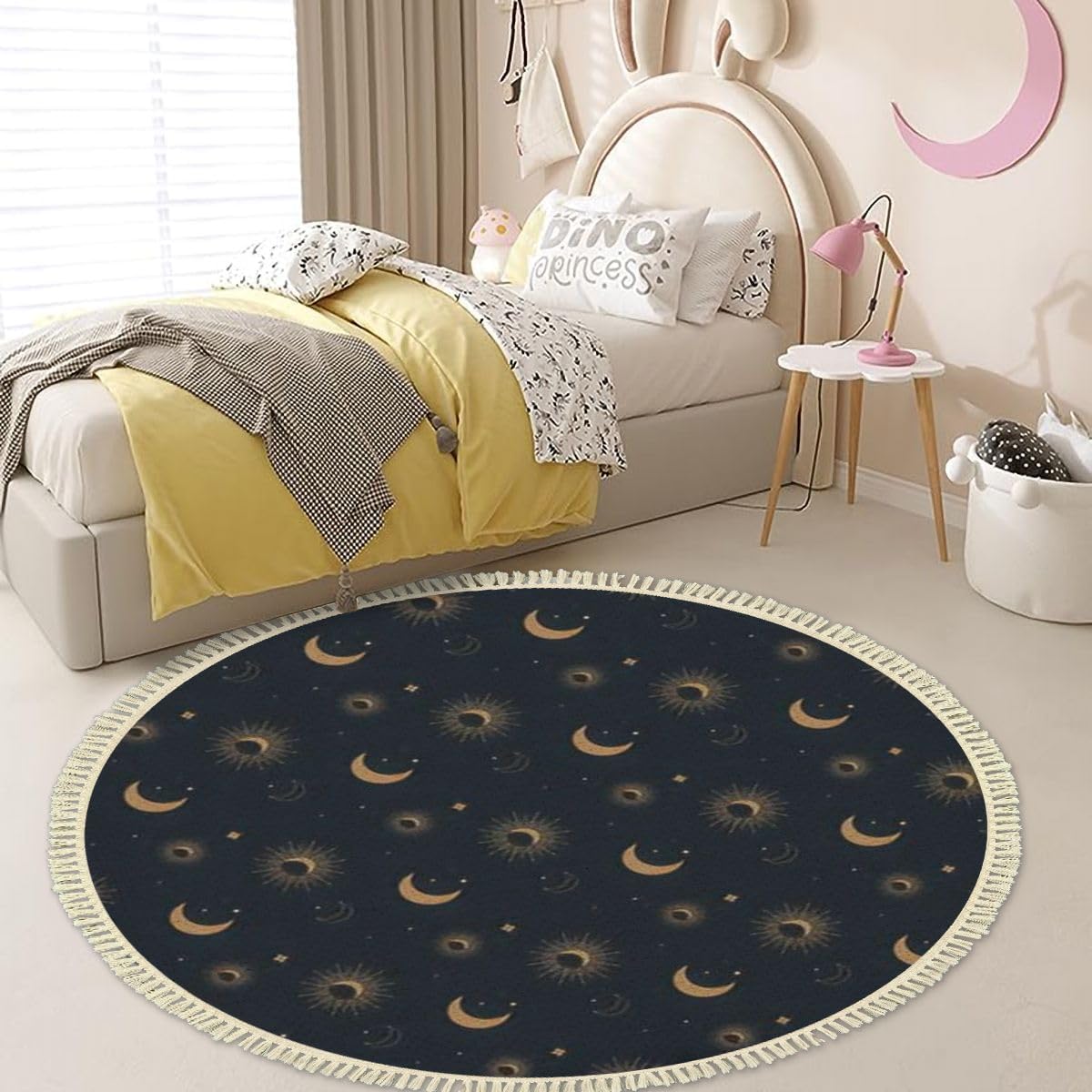 Bohemian 4x4 Round Tassel Carpet Rug for Living Room Playroom
