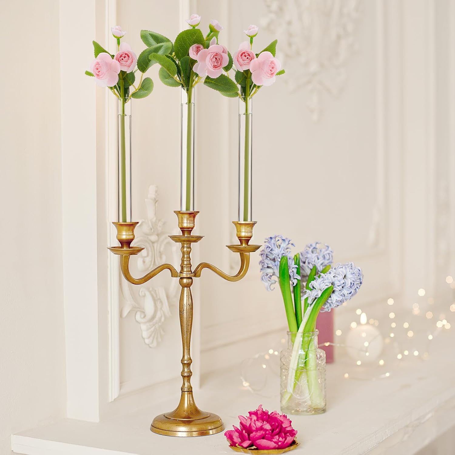 Ninehaoou 6 Pack 79 Inch Glass Bud Vase Taper Candle Holder