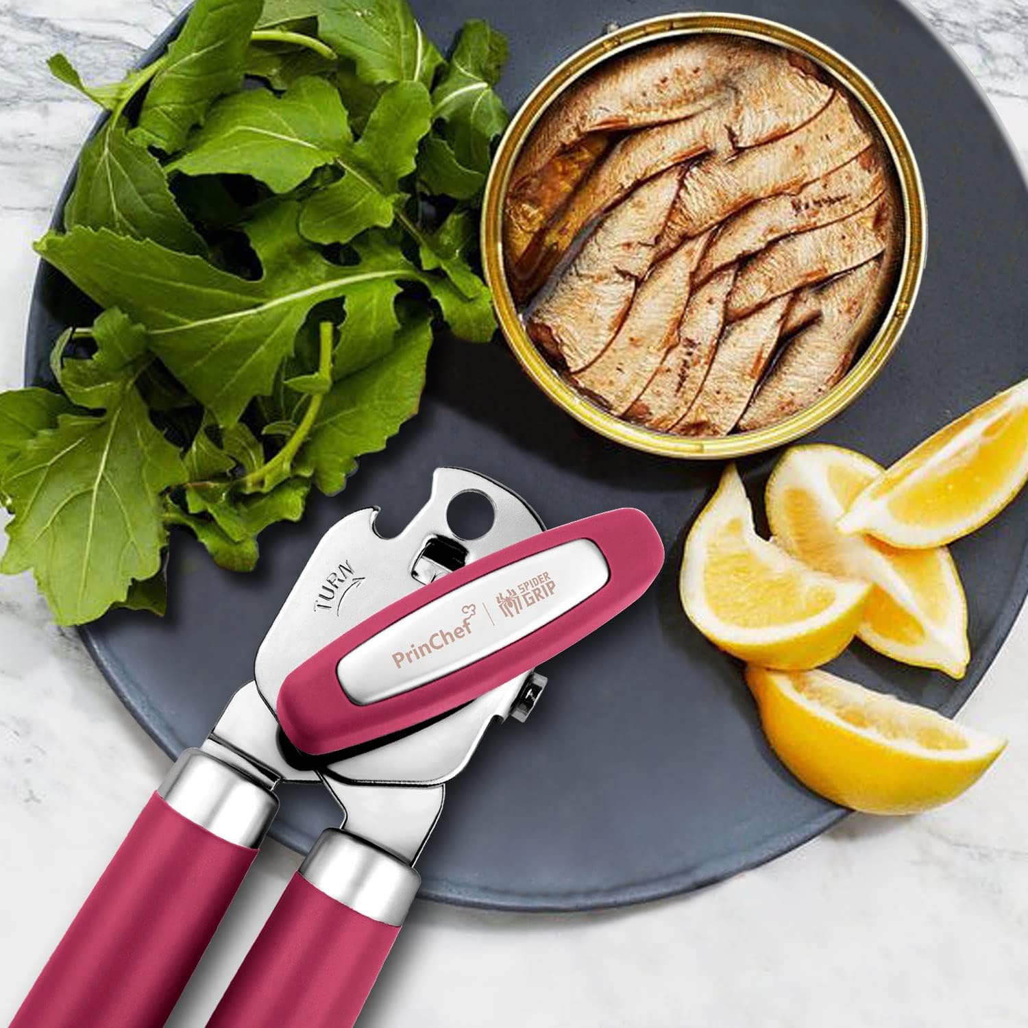 No-Trouble Lid Lift Red Manual Can Opener With Magnet And Beer Opener