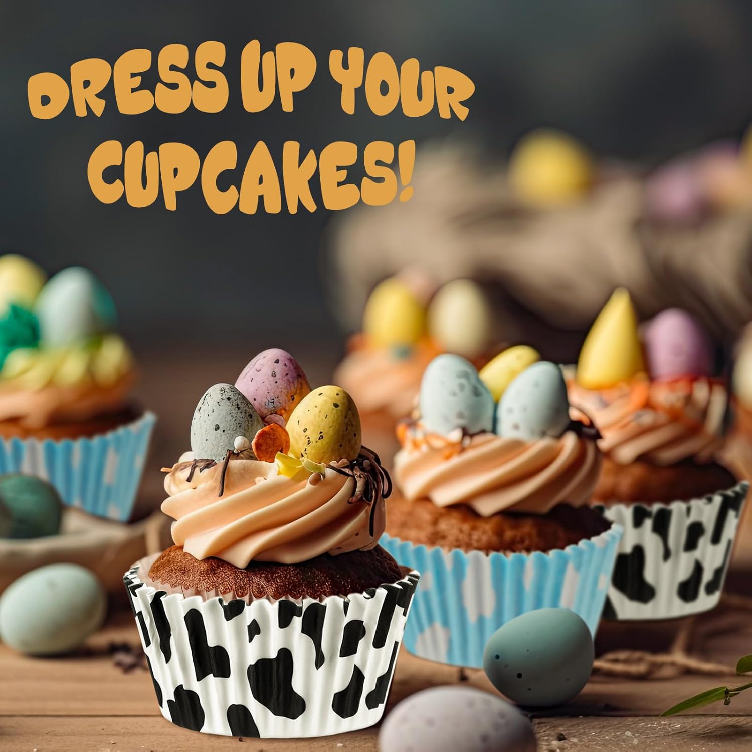 Cunhill 300 Pcs Paper Baking Cups with Cloud and Cow Designs