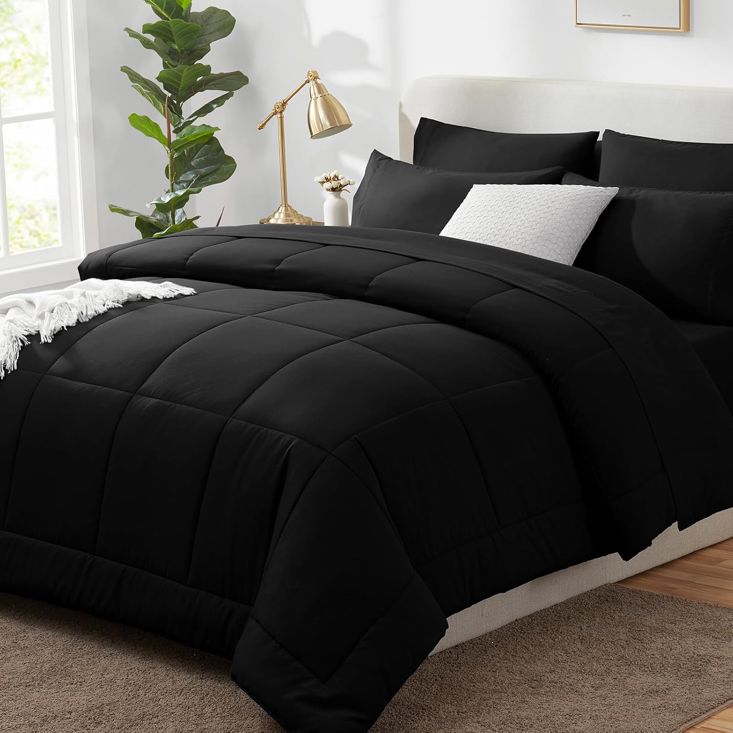 CozyLux Queen Comforter Set 7 Piece Bed in a Bag