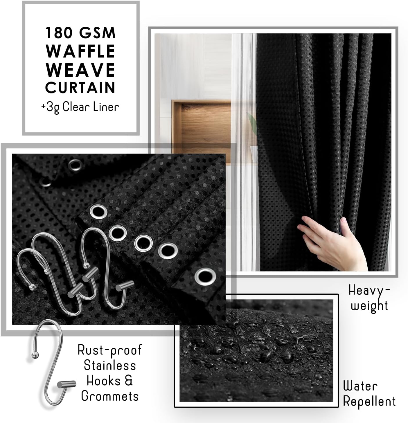 Clara Clark Bathroom Accessories Set - 20PC Black Set