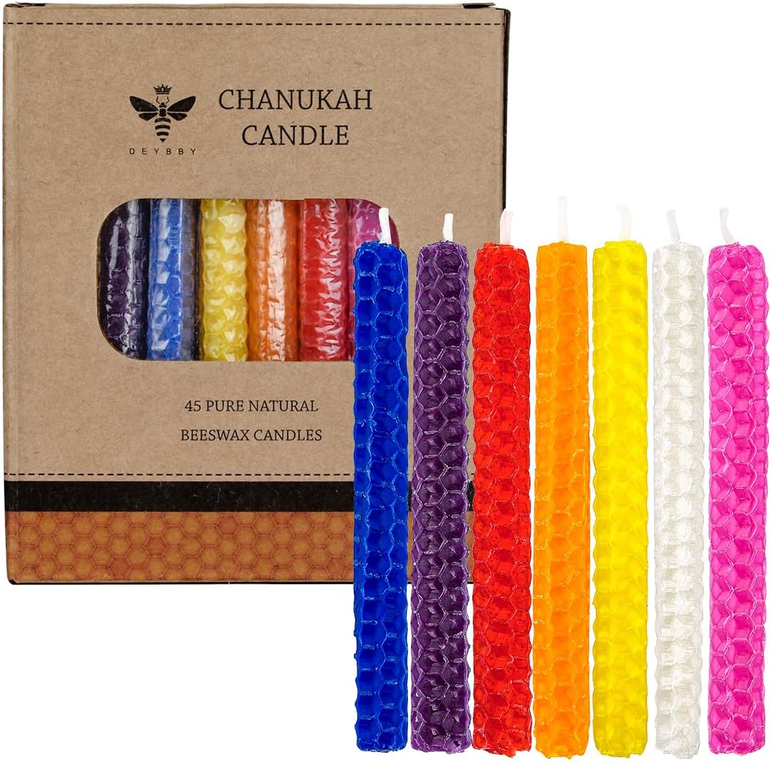 DEYBBY Honeycomb Beeswax Hanukkah Candles - Set of 45