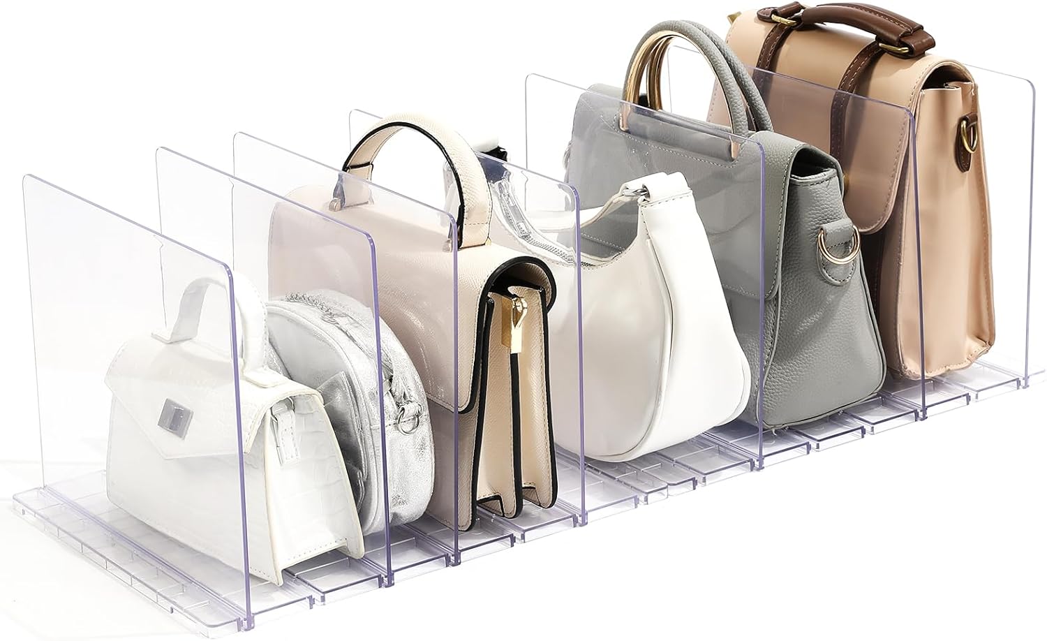 Fangoo 8 Layer Adjustable Purse Organizer for Closet Shelf Divider