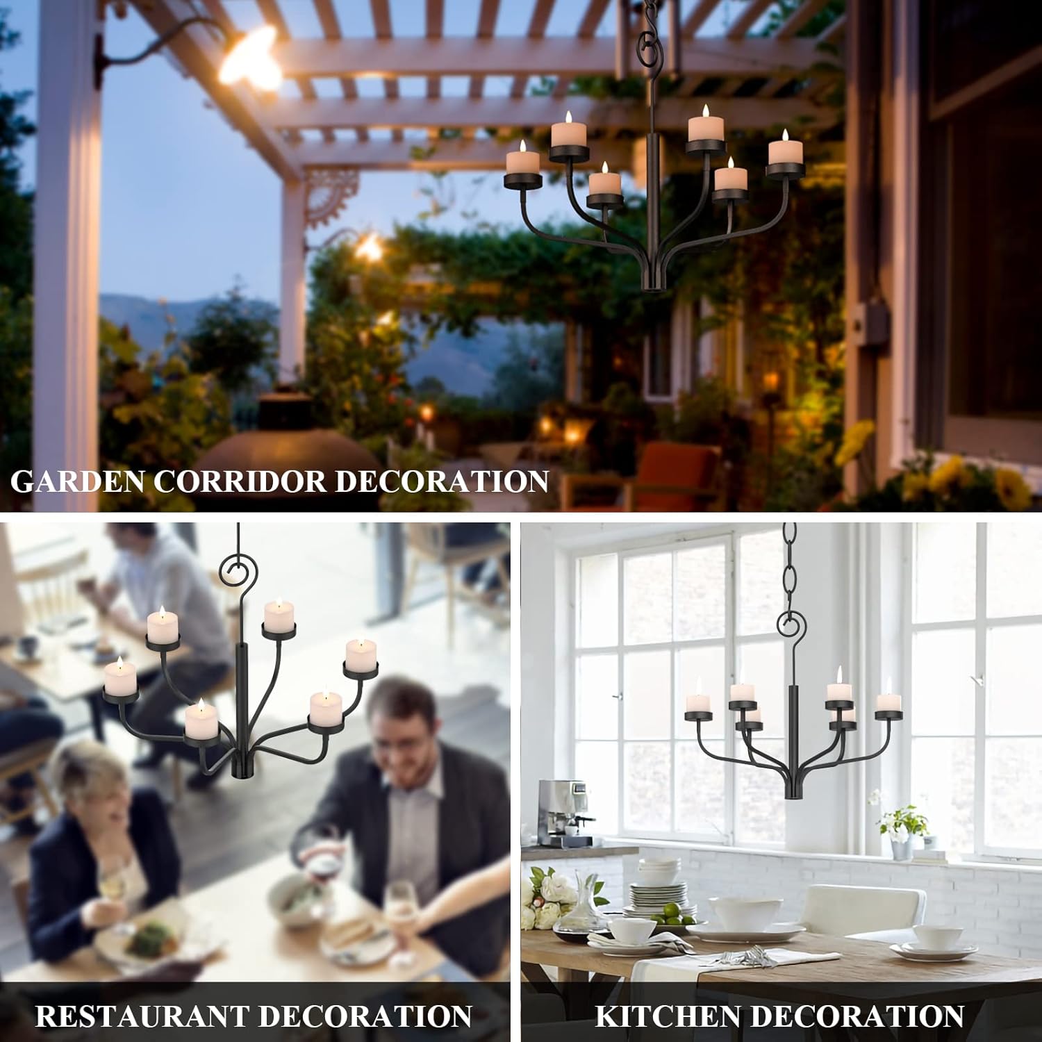 smtyle Halloween Tea LED Light Black Chandelier Candle Holder Set of 6