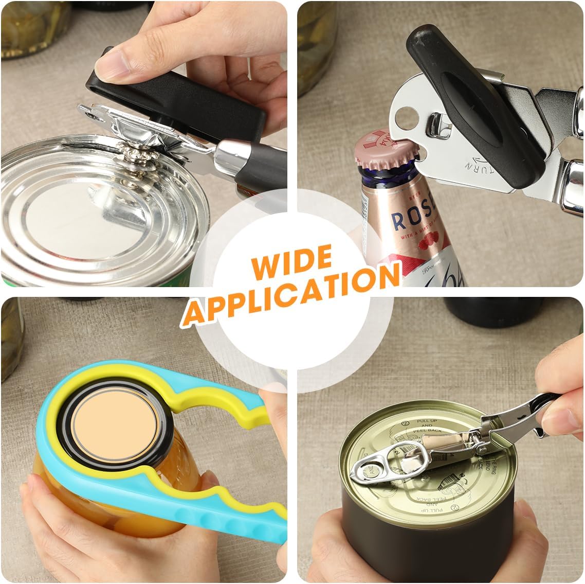 Aieve Can Opener Set 3 Pack Manual Smooth Edge