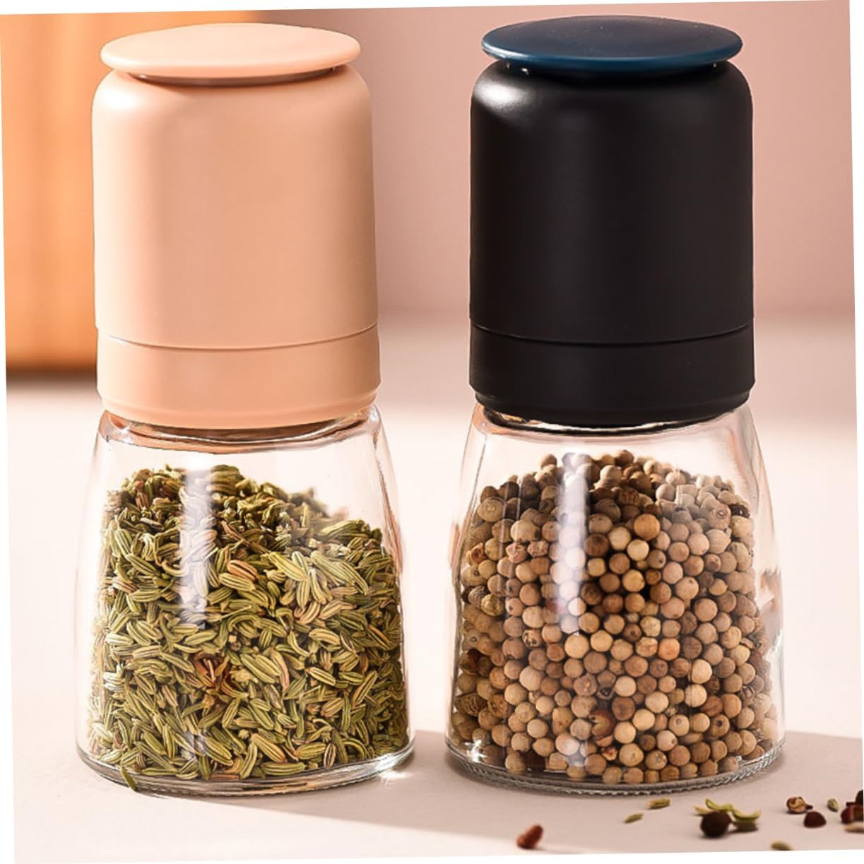 Pepper and Salt Grinder Set with Glass Bottle 150ml