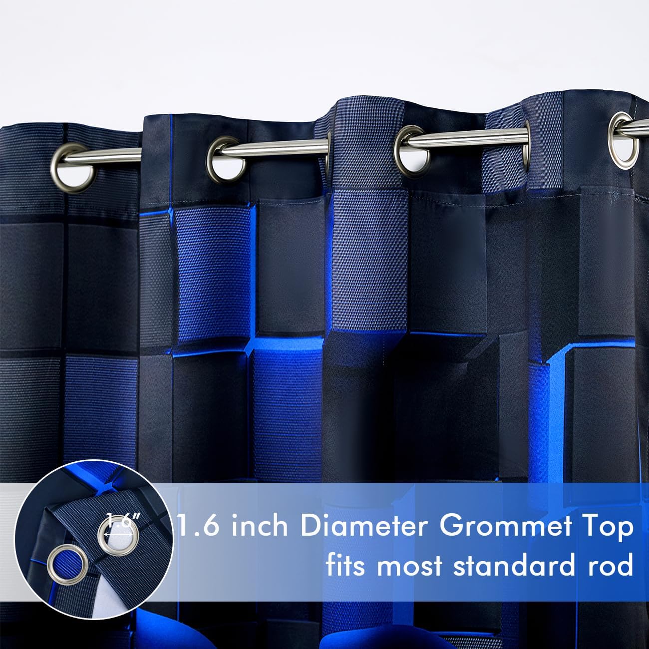 PERFEMET Gamer Curtains 2 Panels Black Blue