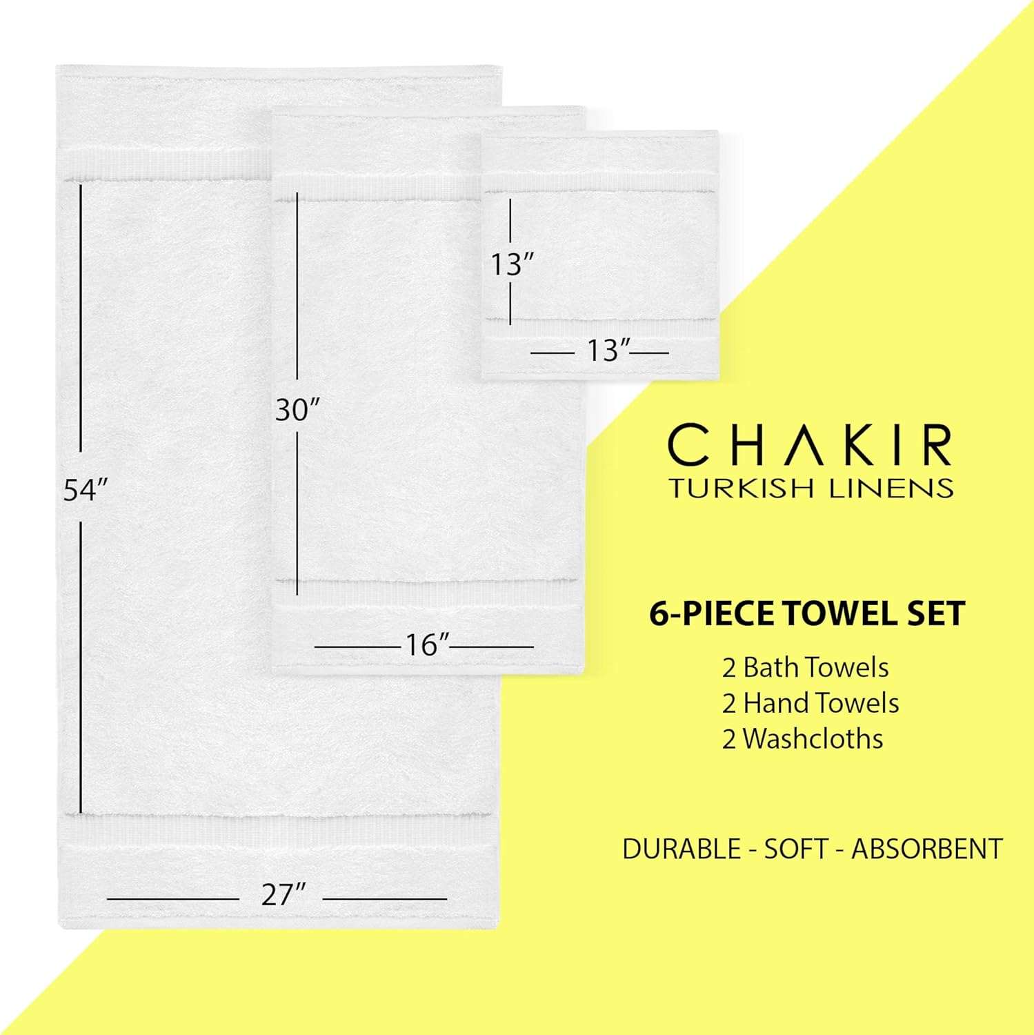 Chakir Turkish Linens Premium Turkish Cotton 6-Piece Towel Set