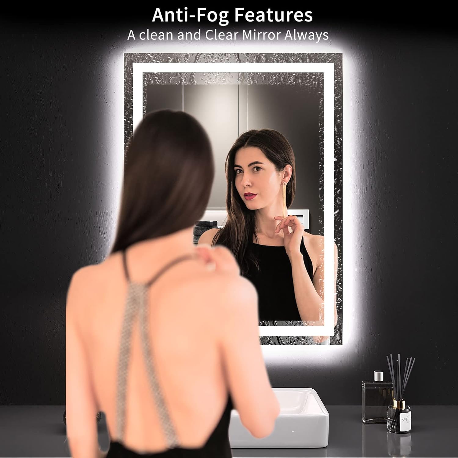 LOAAO 24X32 LED Bathroom Mirror with Lights and Anti-Fog