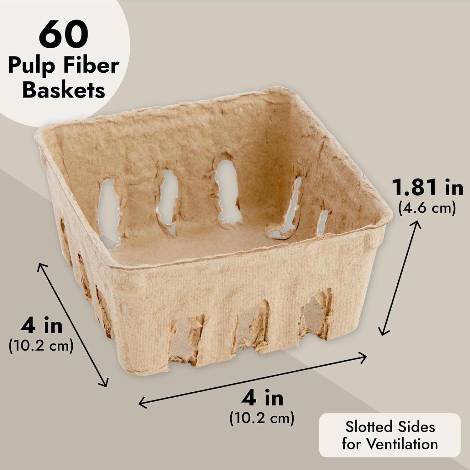 Juvale Pulp Fiber Berry Baskets 4x4x181 In Set of 60
