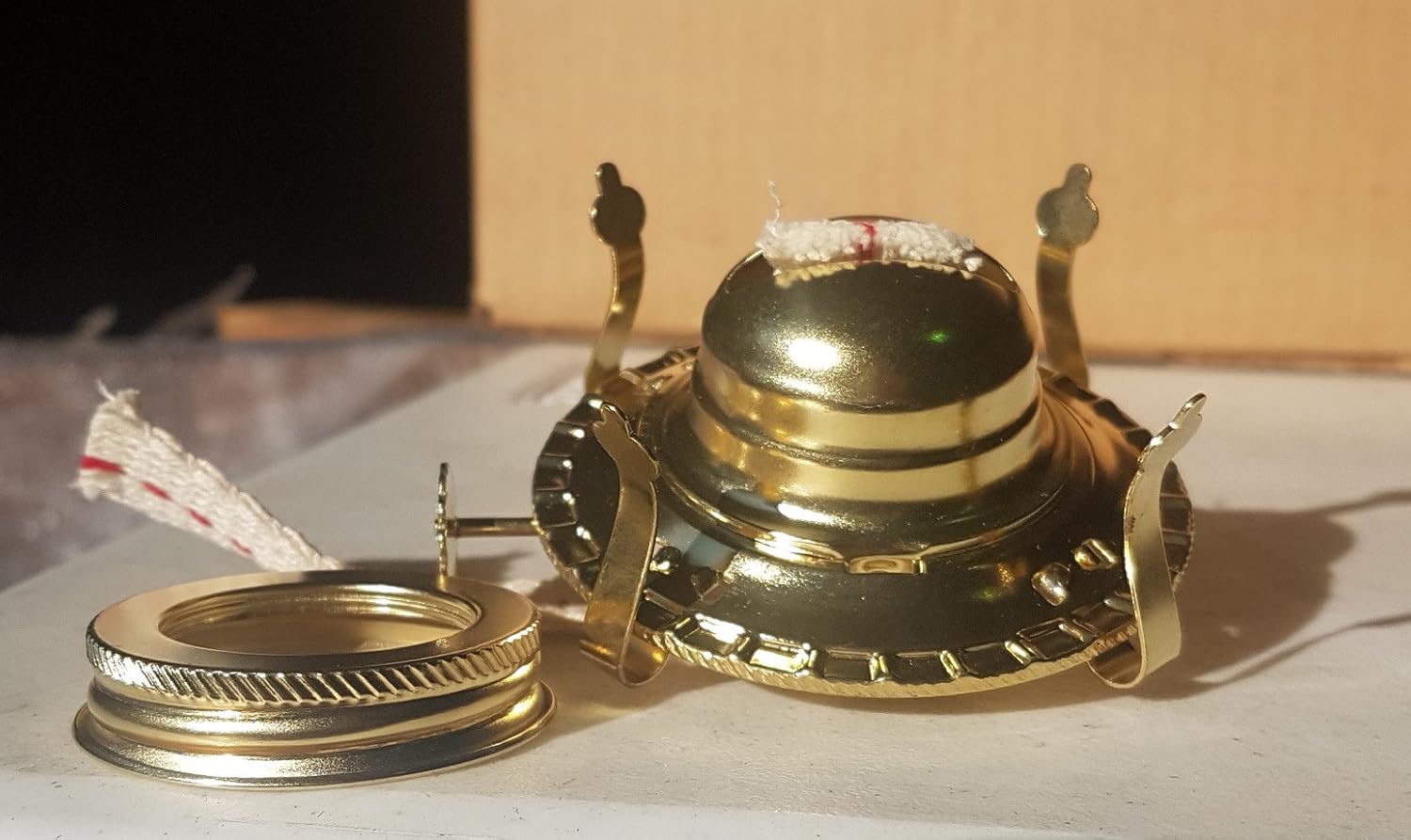 BP Lamp Replacement 2 Brass Plated Burner with Cotton Wick and Reduction Collar