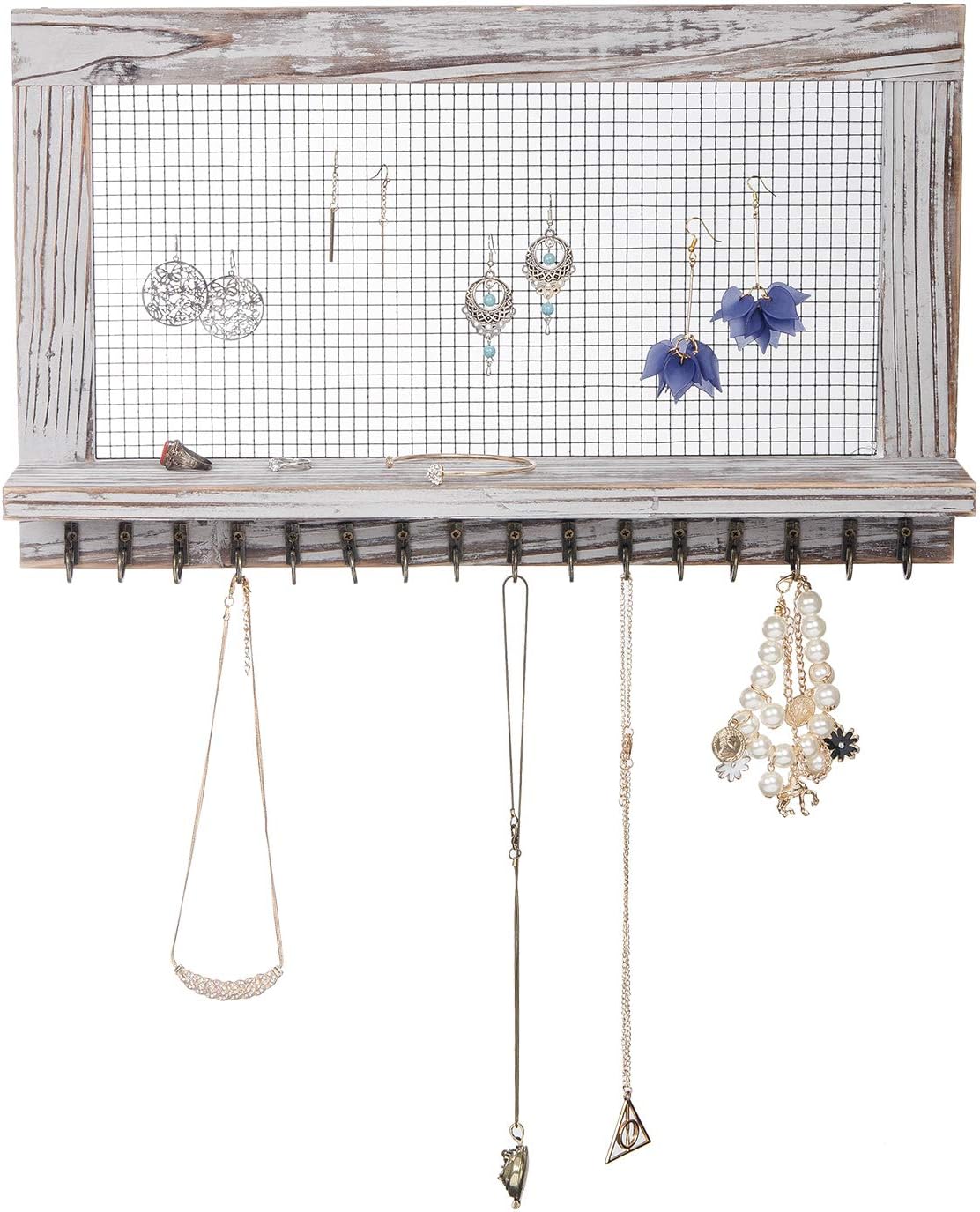 Canwedance Rustic Wood Jewelry Organizer