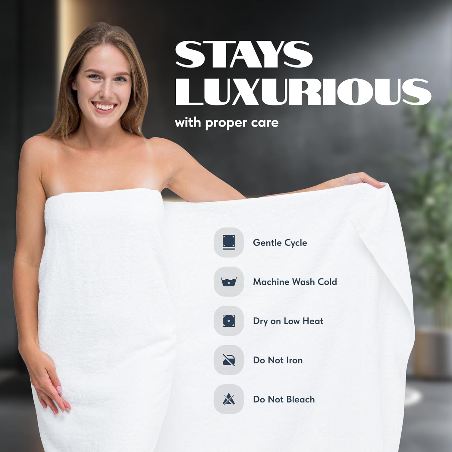 White Classic Luxury Bath Sheets Extra Large 35x70 Inch 2 Pack