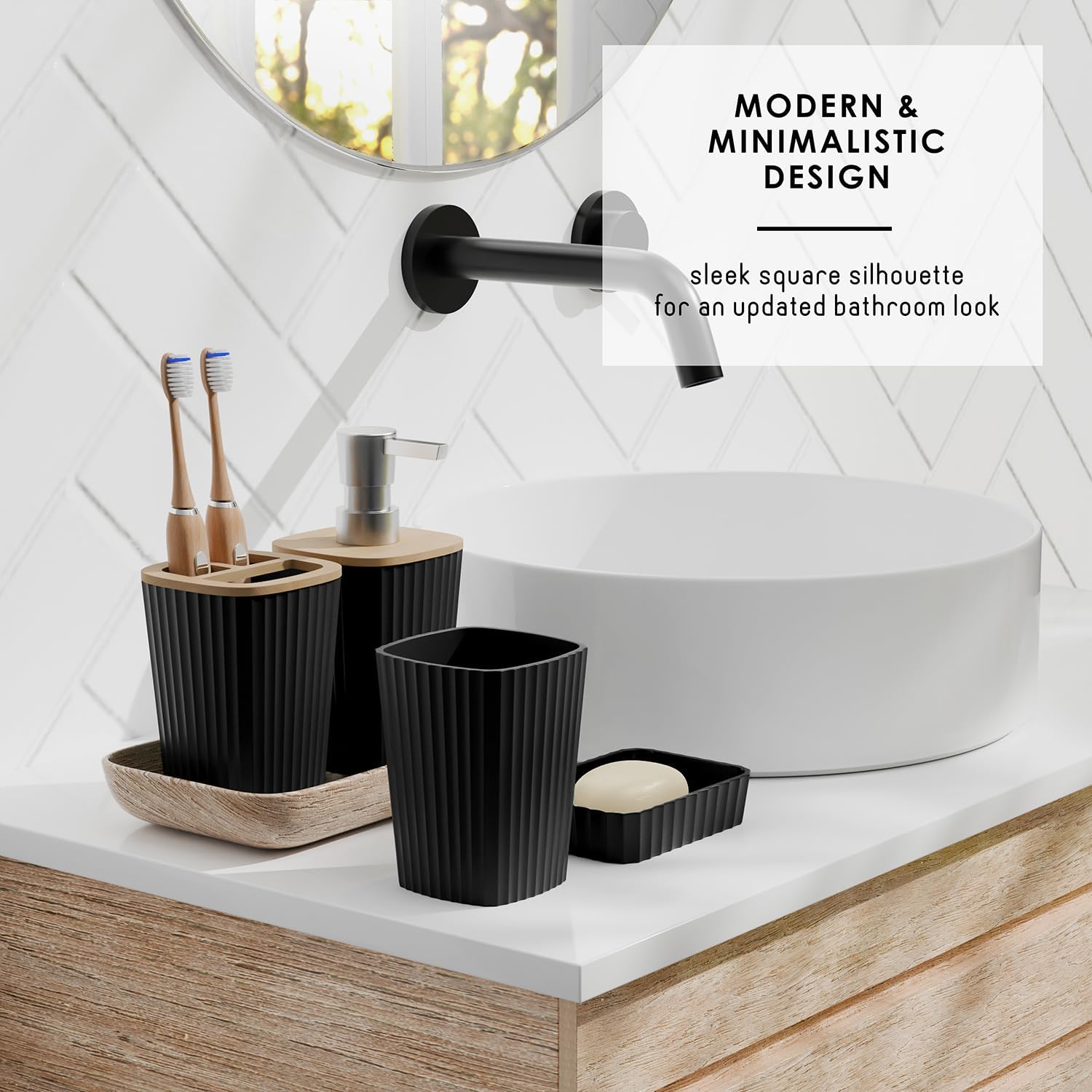 Clara Clark Bathroom Accessories Set - 20PC Black Set