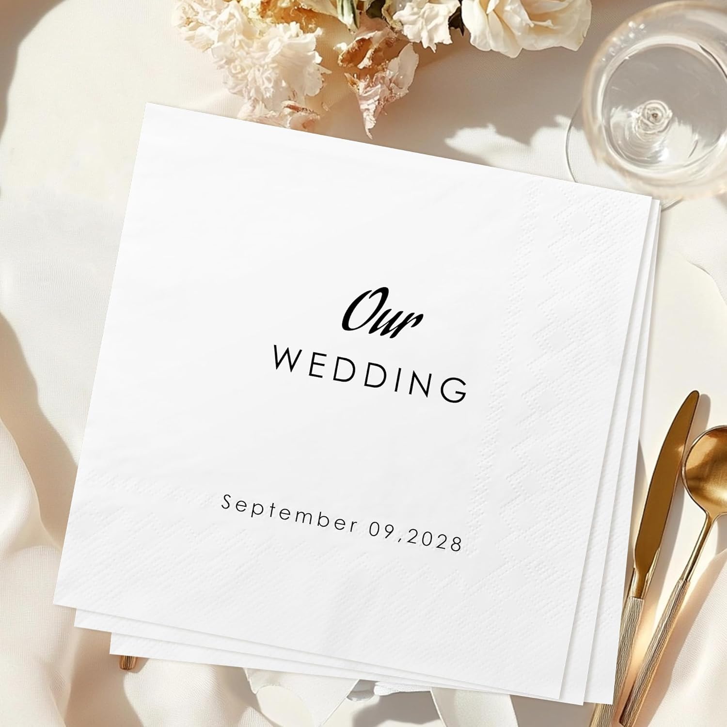 100 Pcs Custom Cocktail Napkins for Weddings and Parties