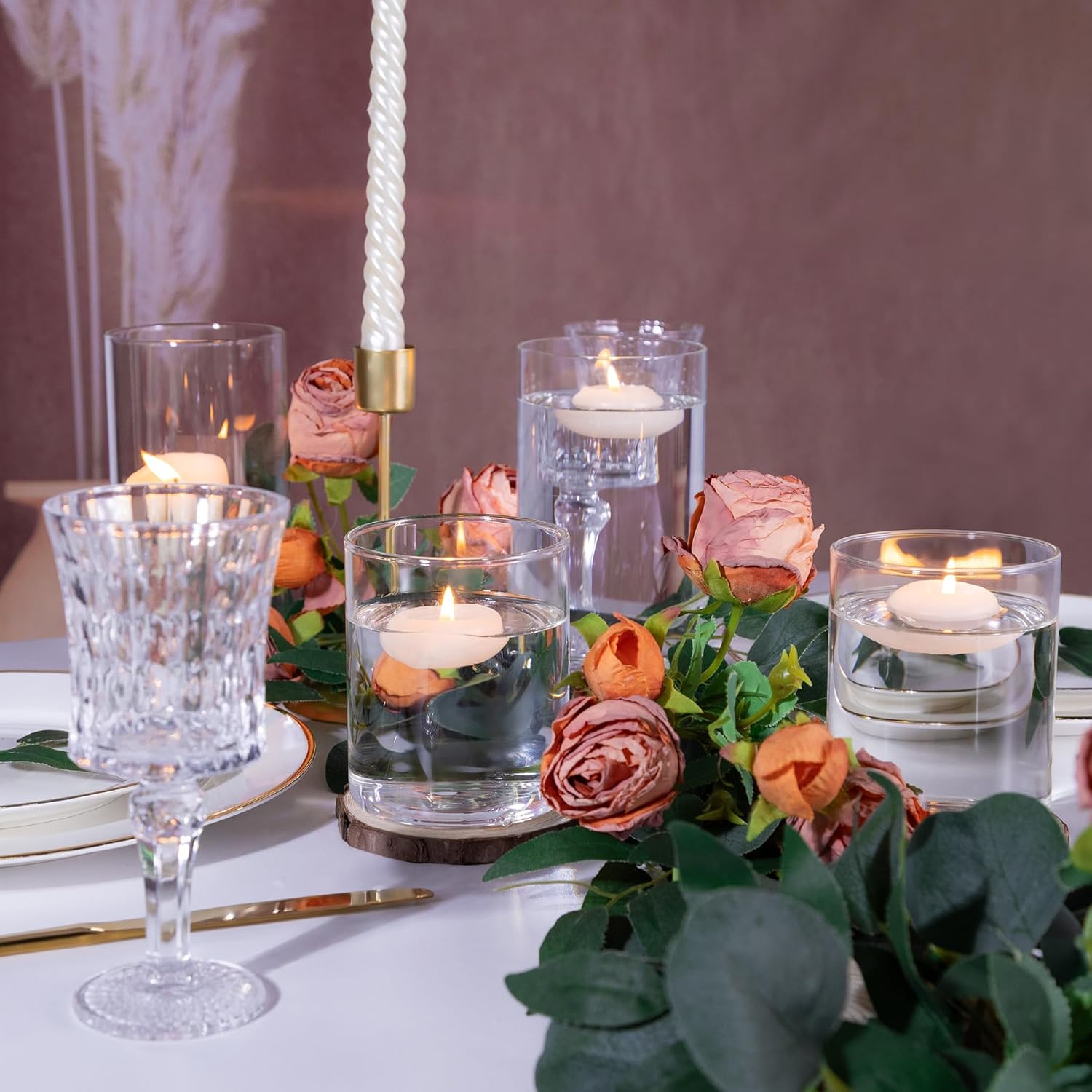 4 Inch Glass Cylinder Vases Set 12pcs for Centerpieces