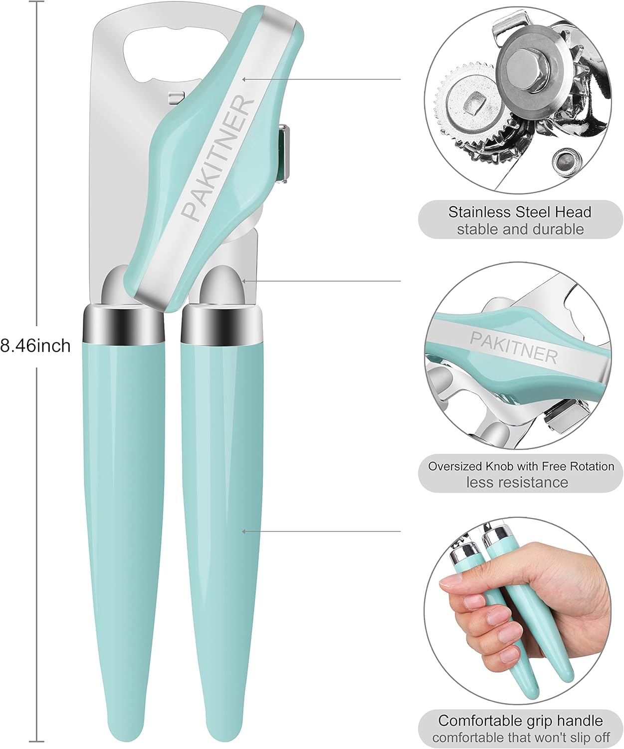PAKITNER Manual Can Opener with Magnetic Lifter and Bottle Opener
