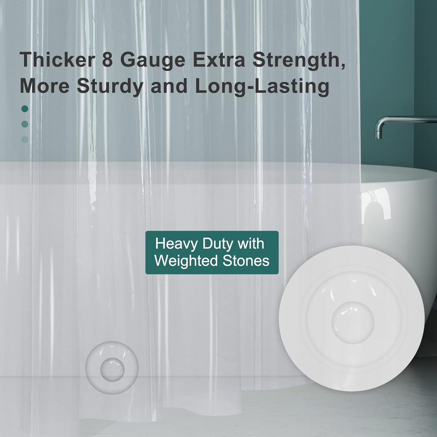 AmazerBath Clear Plastic Shower Curtain 72x72 Inches Heavy Duty