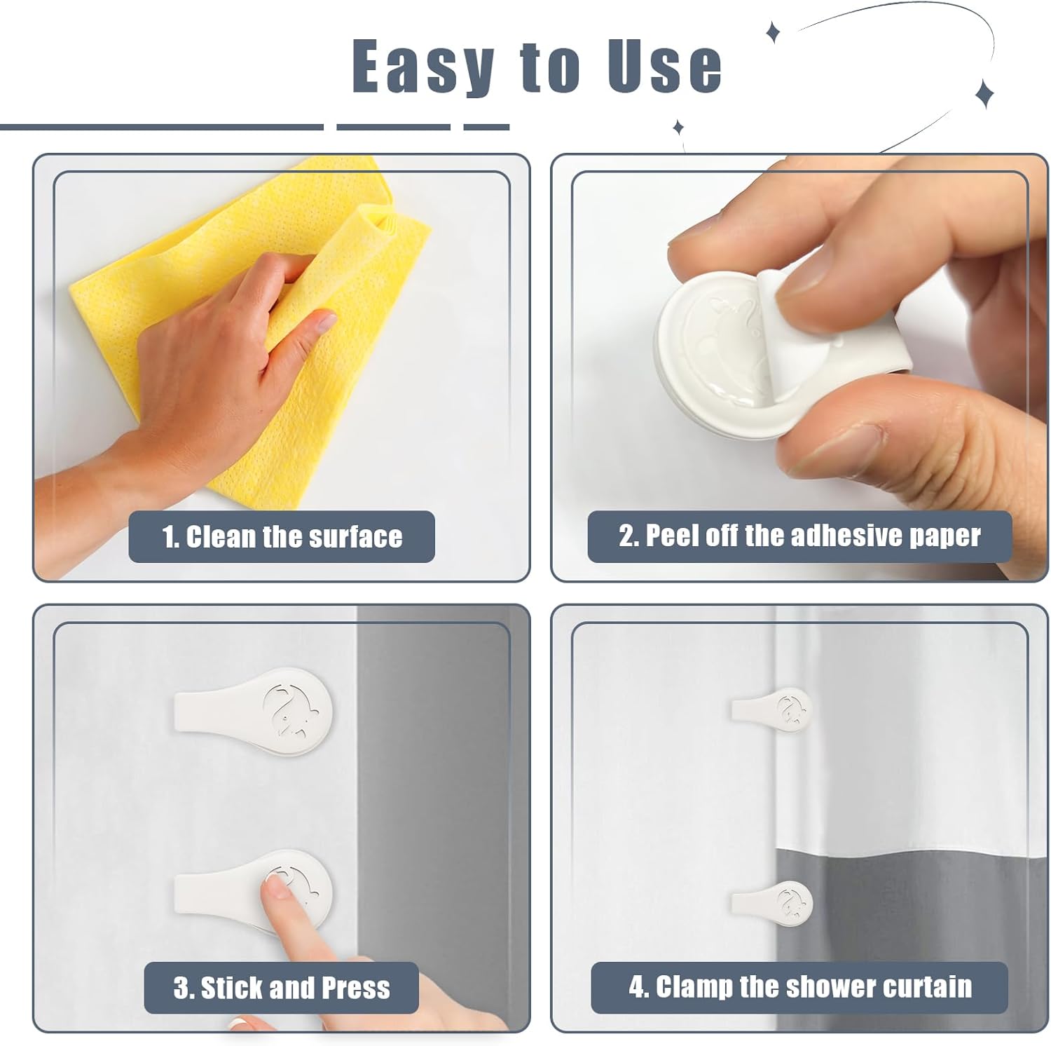 Magnetic Silicone Shower Curtain Clips 3 Pack