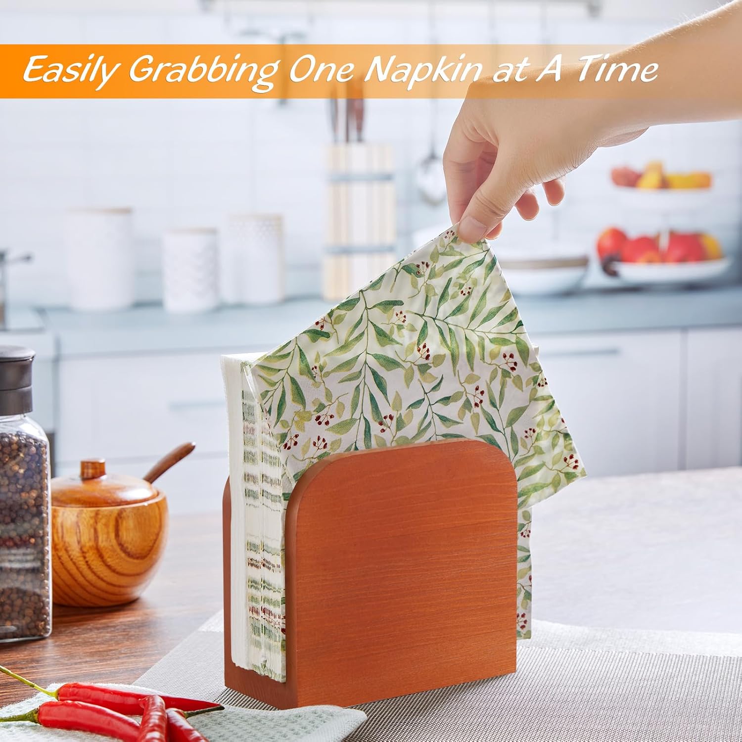 ALELION Wood Napkin Holder for Table and Kitchen