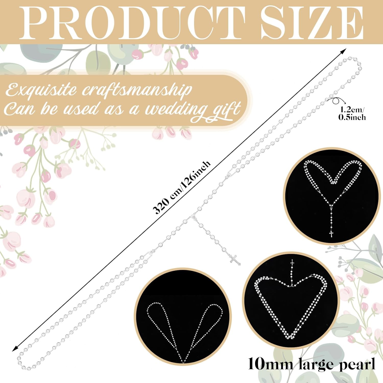 Traditional Wedding Unity Cord Lasso with Pearl and Cross