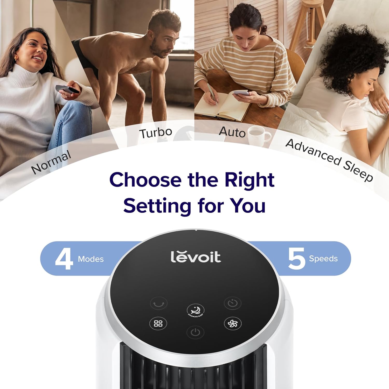 LEVOIT Tower Fan with Quiet Operation and 5 Speeds