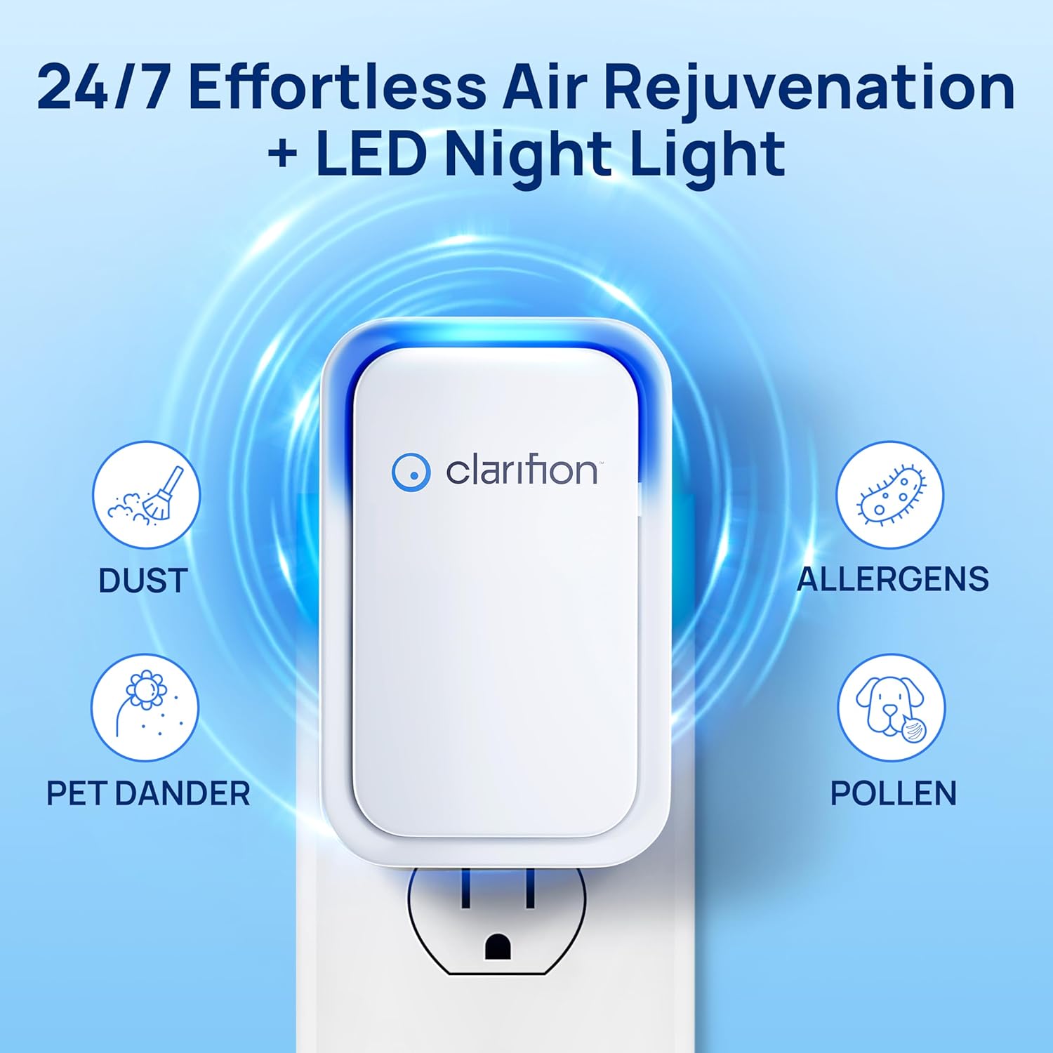 Clarifion Air Ionizer - Filterless Quiet Portable