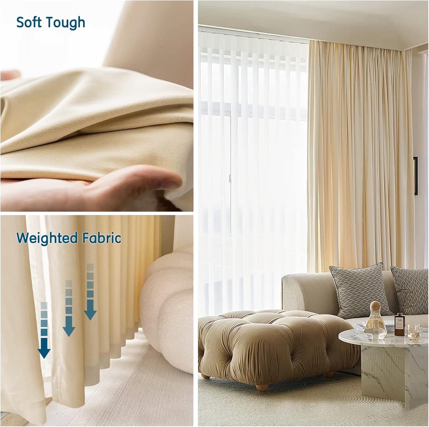 LETAU Velvet Blackout Curtains 52x102 Set of 2