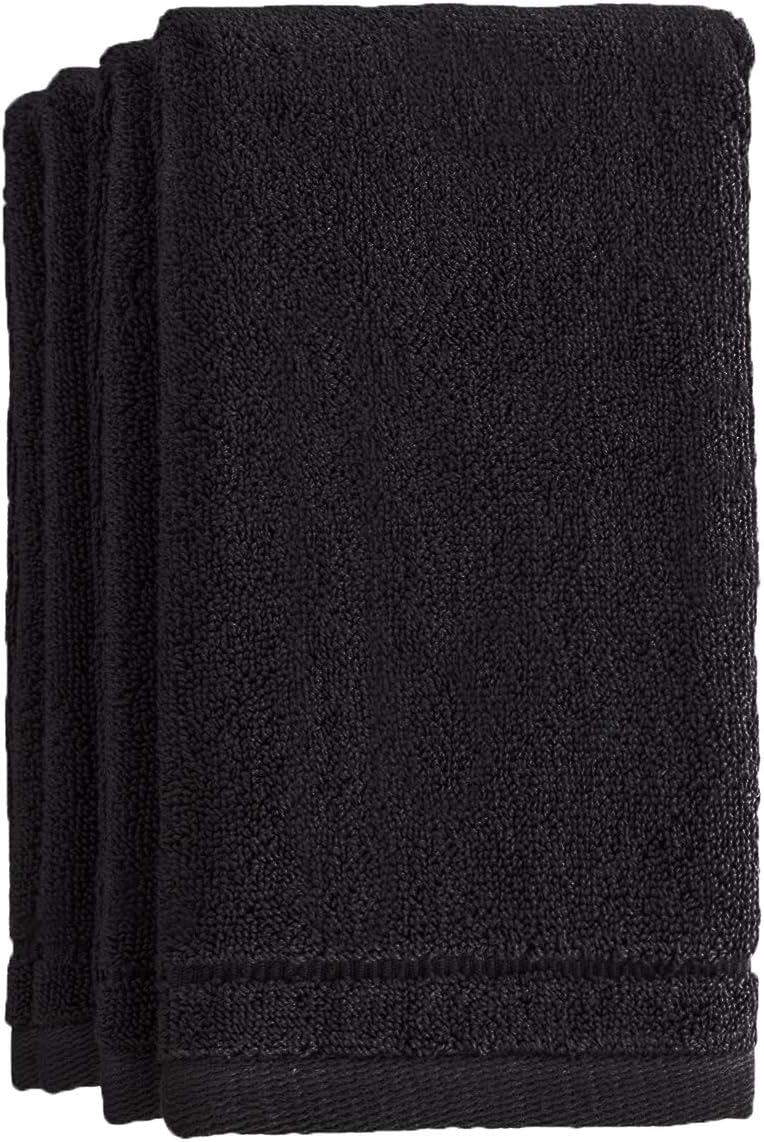 Creative Scents Cotton Fingertip Towels Set Black 4 Pack