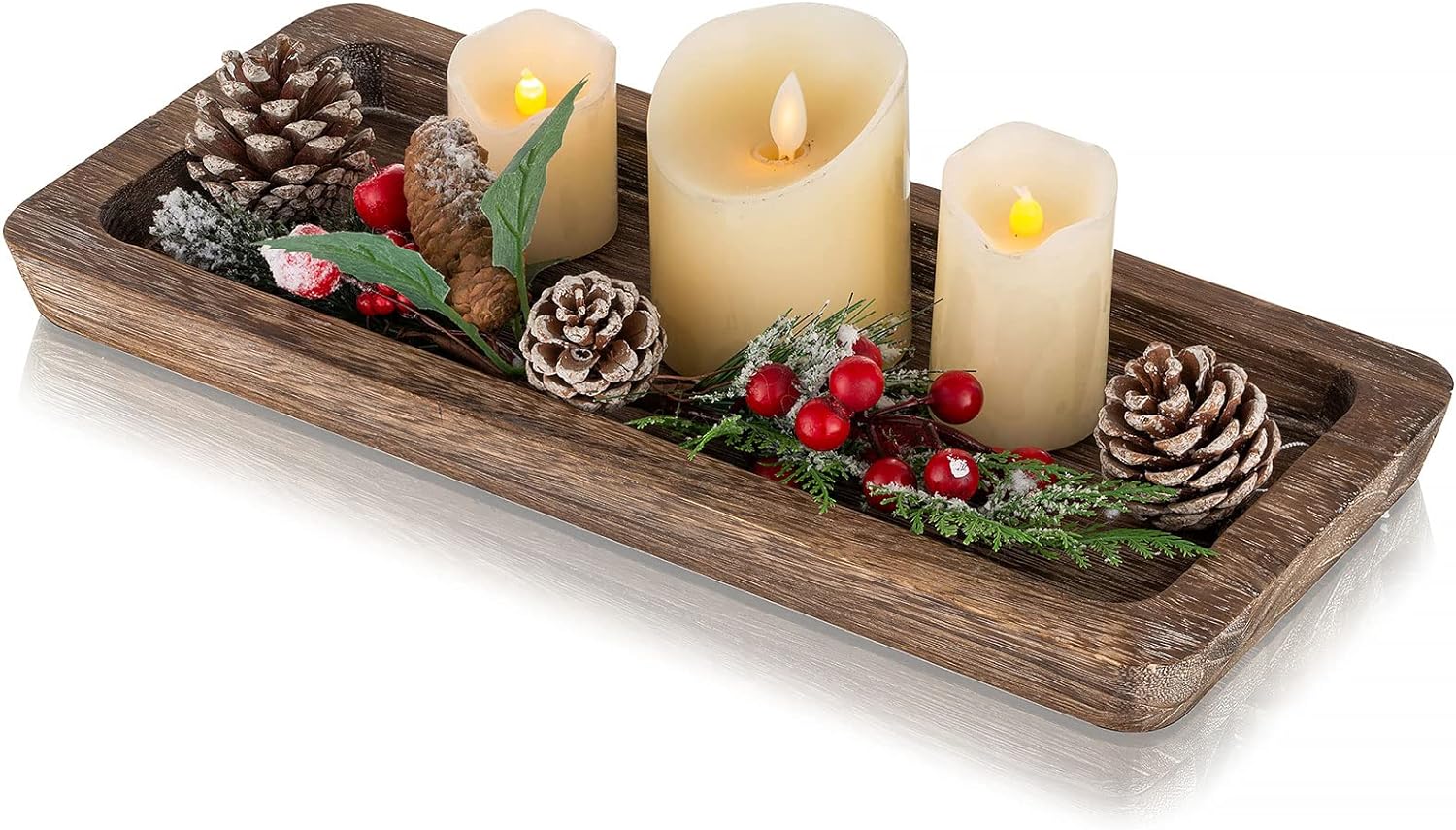 Romadedi Wooden Candle Holder Tray for Home Decor