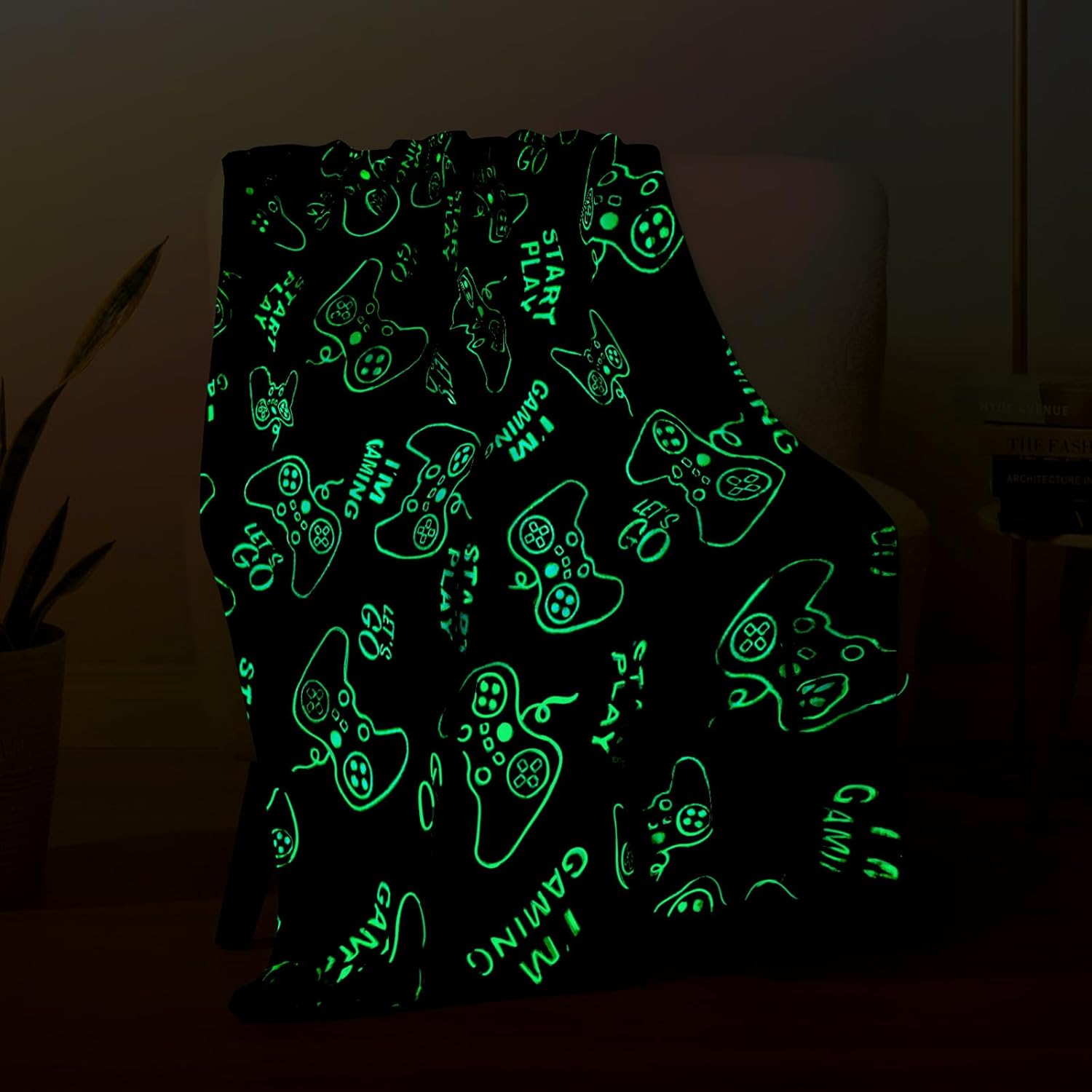 Glow in the Dark Gaming Blanket for Kids and Teens