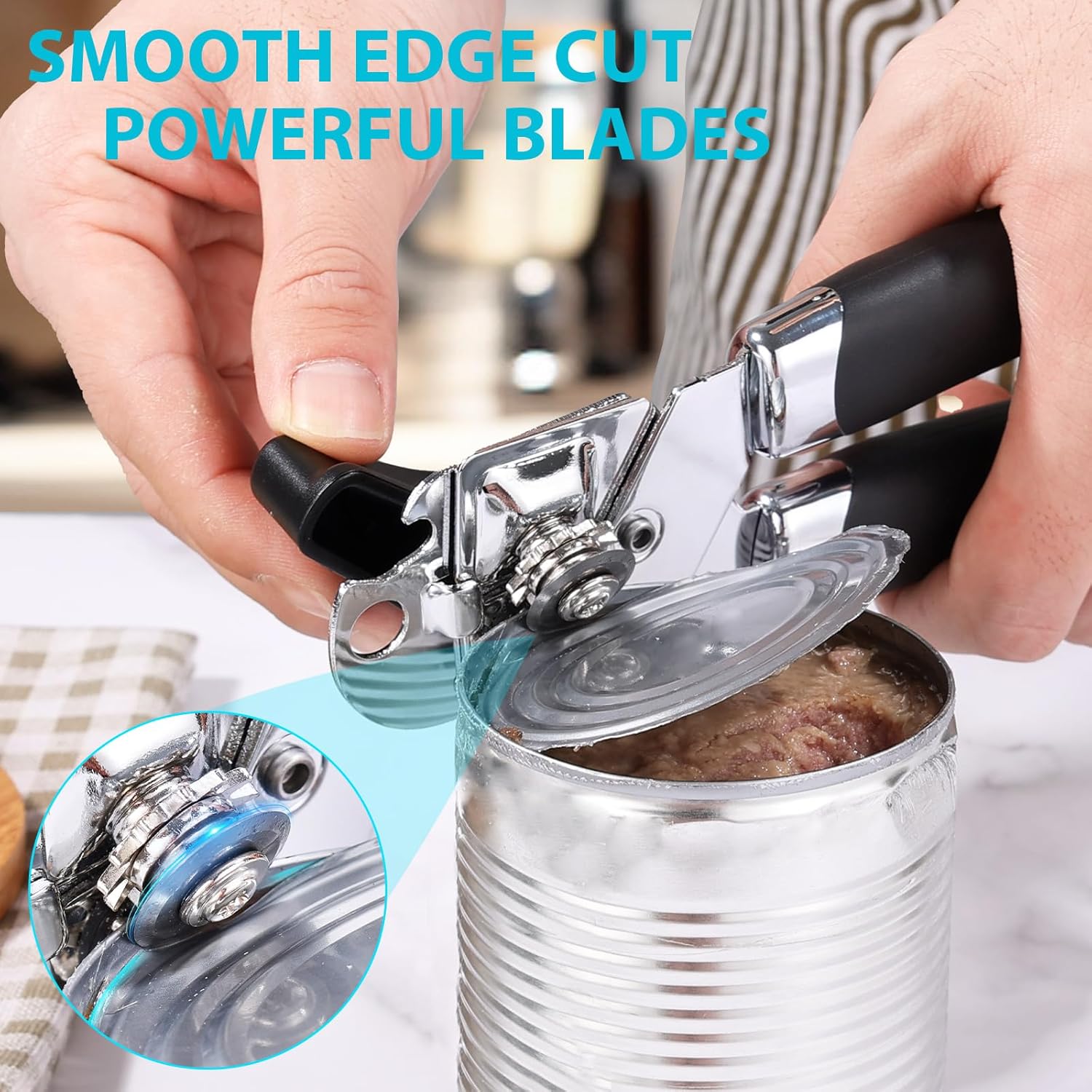 Lychico 3-in-1 Can Opener Stainless Steel Handheld Black