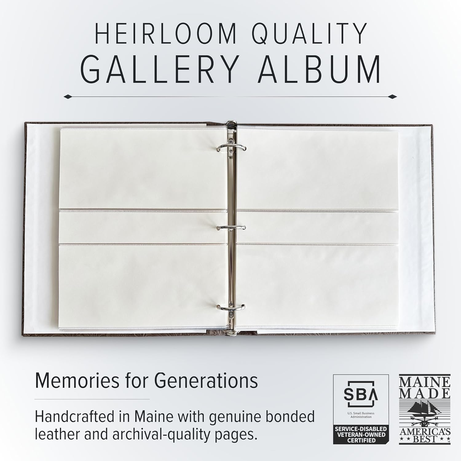 Gallery Leather Photo Album 4x6 with Slip-In Pockets and Writing Space