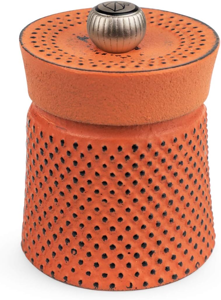 Peugeot Bali Fonte Cast Iron Pepper Mill 8cm Orange
