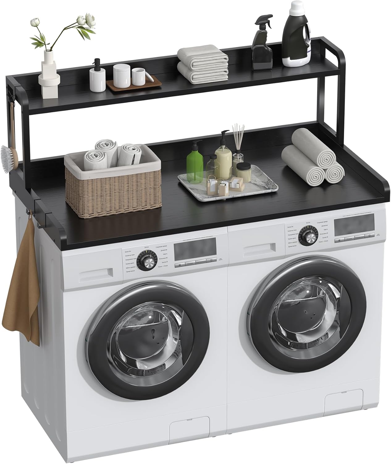 CBBPET 2-Tier Laundry Countertop with 9 Non-Slip Pads and 3 Hooks