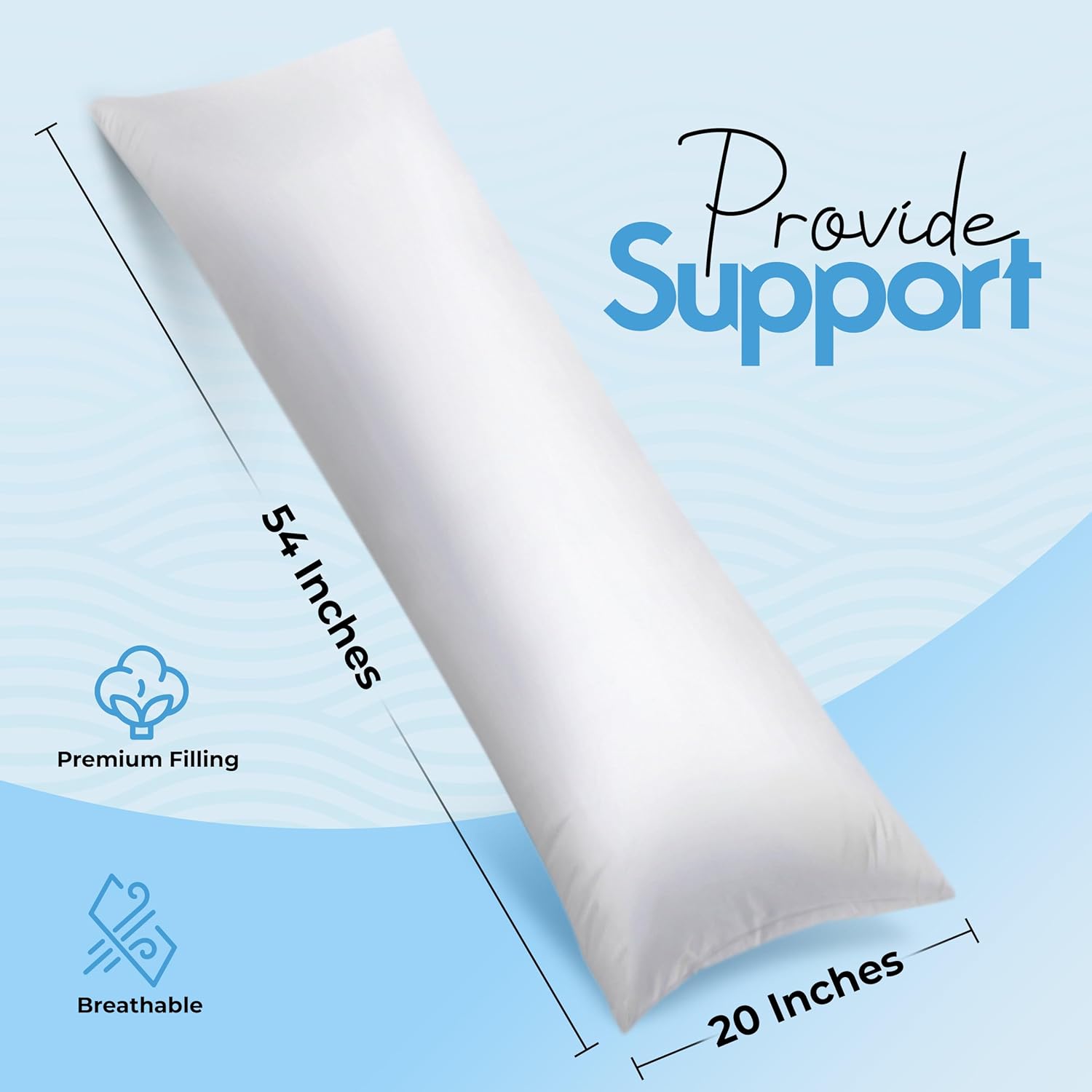 Utopia Bedding Full Body Pillow for Adults White 20 x 54 Inch
