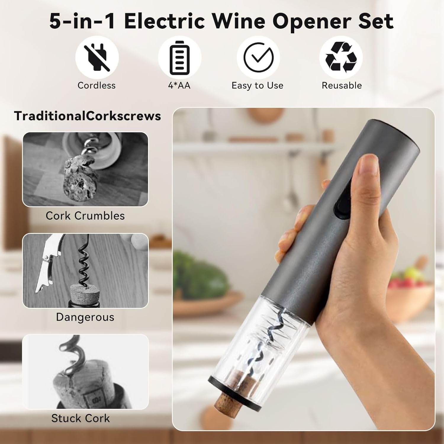 5-in-1 Electric Wine Bottle Opener Gift Set
