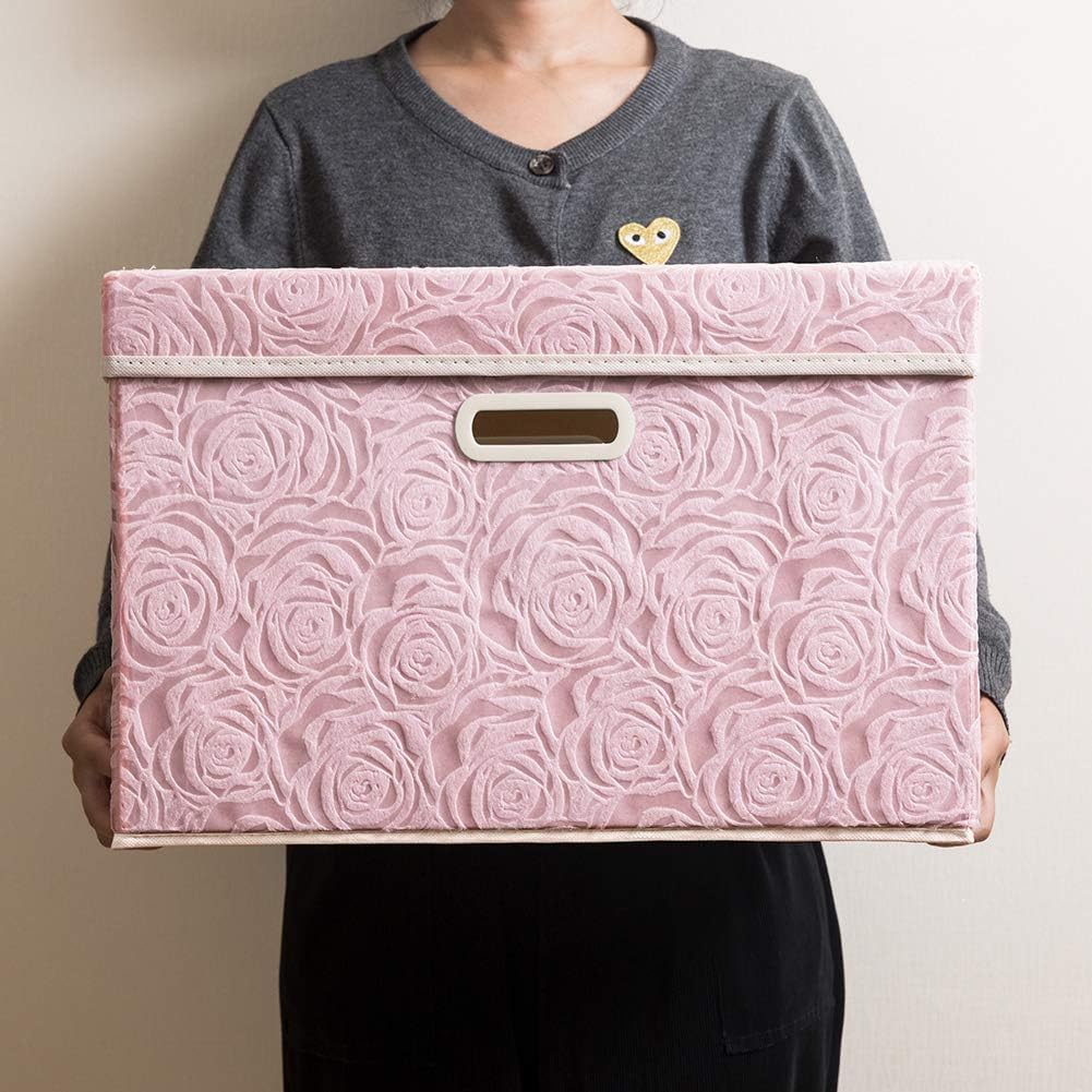 Prandom Larger Foldable Storage Box with Lid 3-Pack