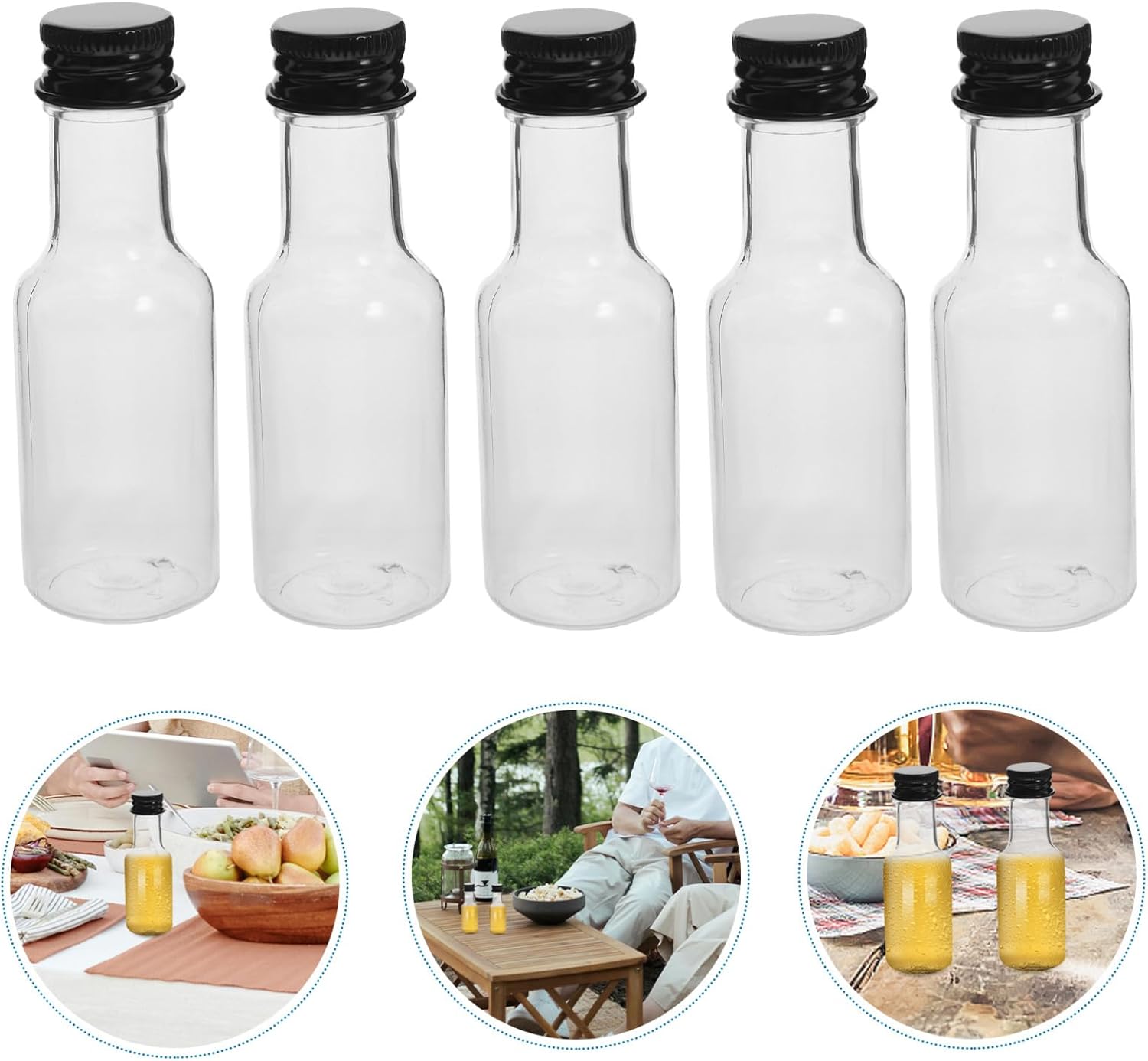 24pcs Mini Plastic Bottles with Aluminum Caps for Creative Drinks and Parties