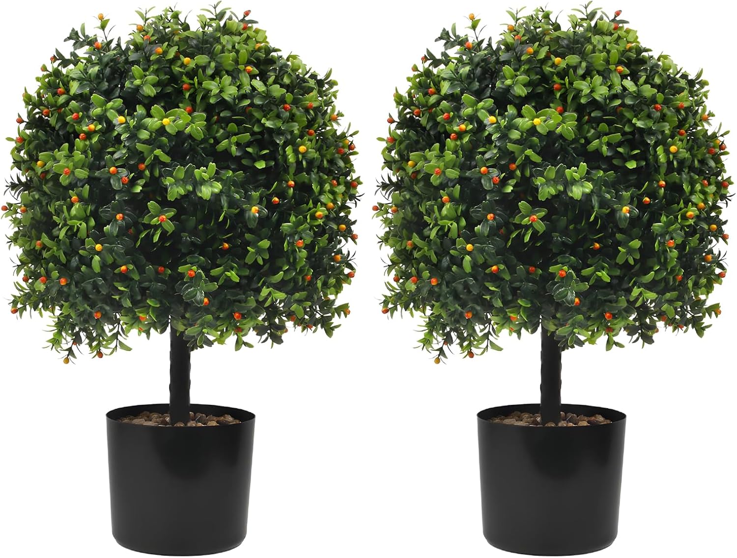 KUKKUME Artificial Boxwood Topiary Set of 2